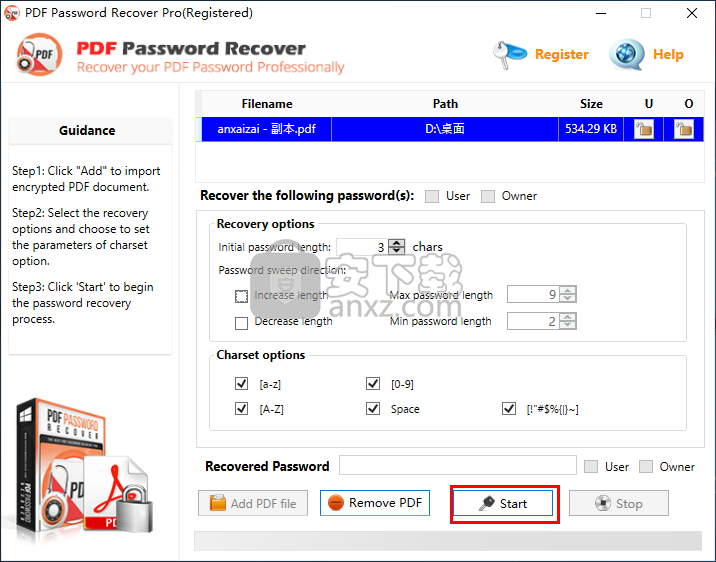 PDF Password Recovery Pro(pdf密码解除工具)