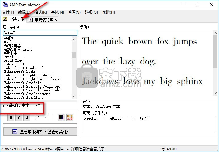 AMP Font Viewer (显示系统字体)