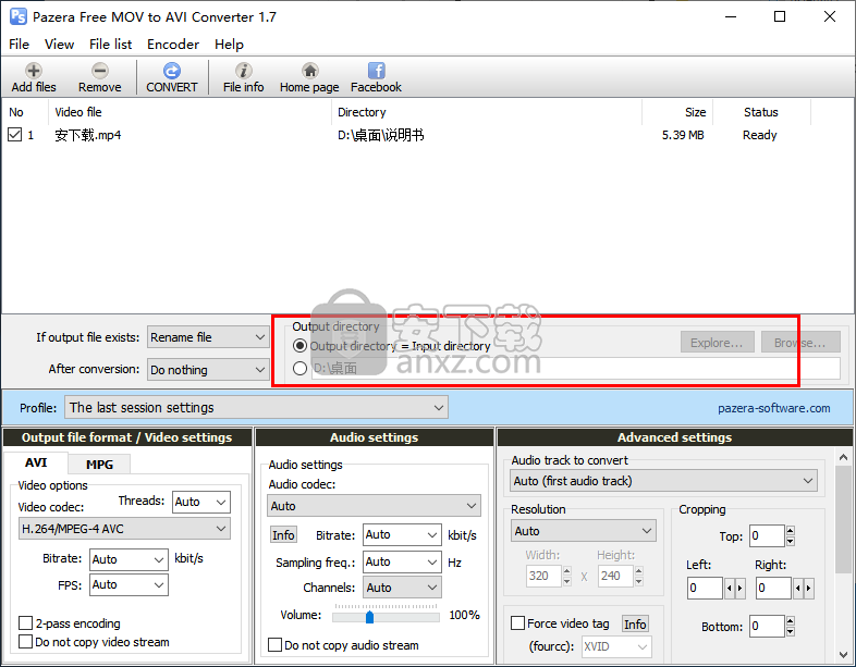 Pazera Free MOV to AVI Converter
