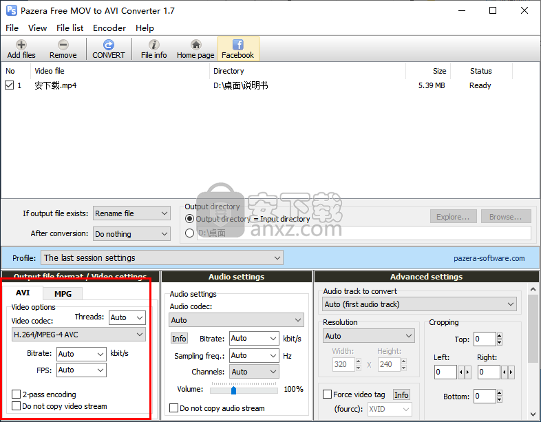 Pazera Free MOV to AVI Converter