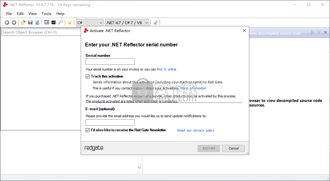 net reflector serial number