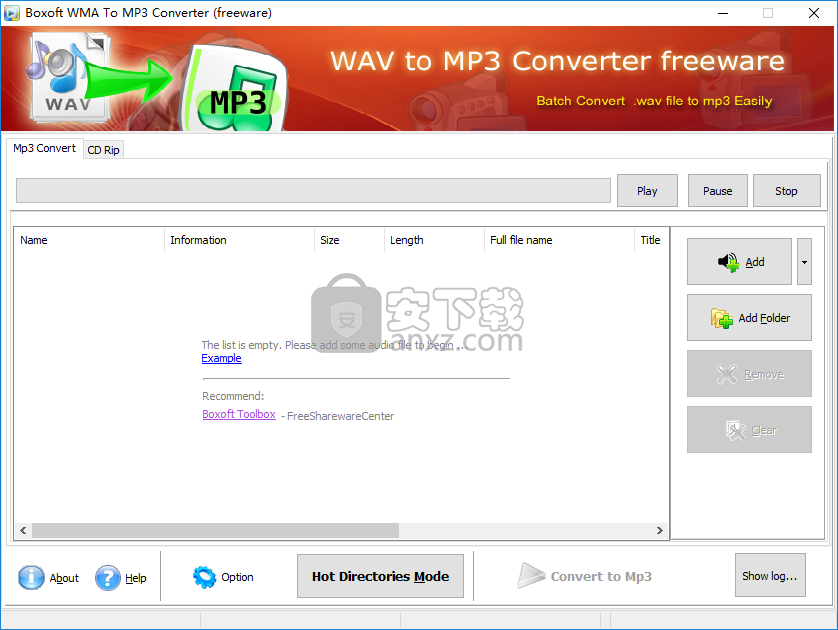 Boxoft WMA to MP3 Converter(WMA到MP3转换工具)