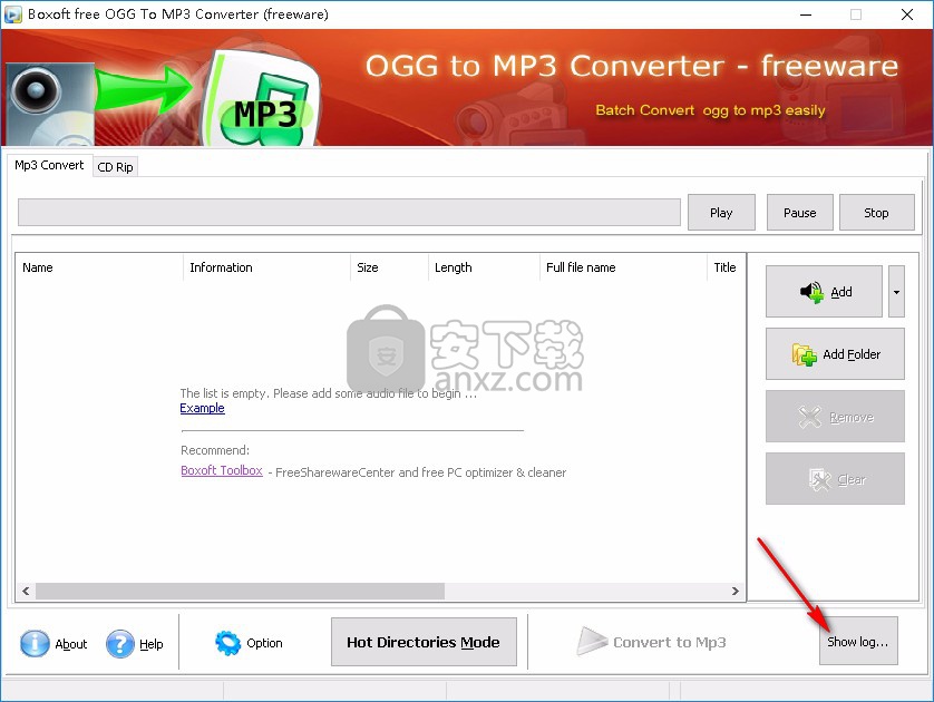 Boxoft OGG to MP3 Converter(OGG到MP3转换器)