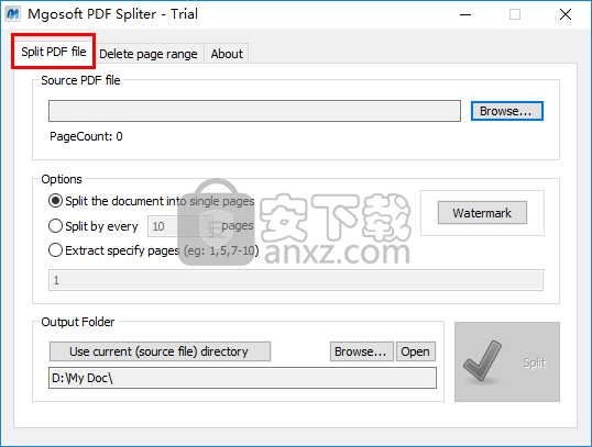 Mgosoft PDF Spliter(PDF文件拆分工具)