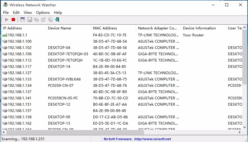 wireless network watcher(无线网络用户查看软件)