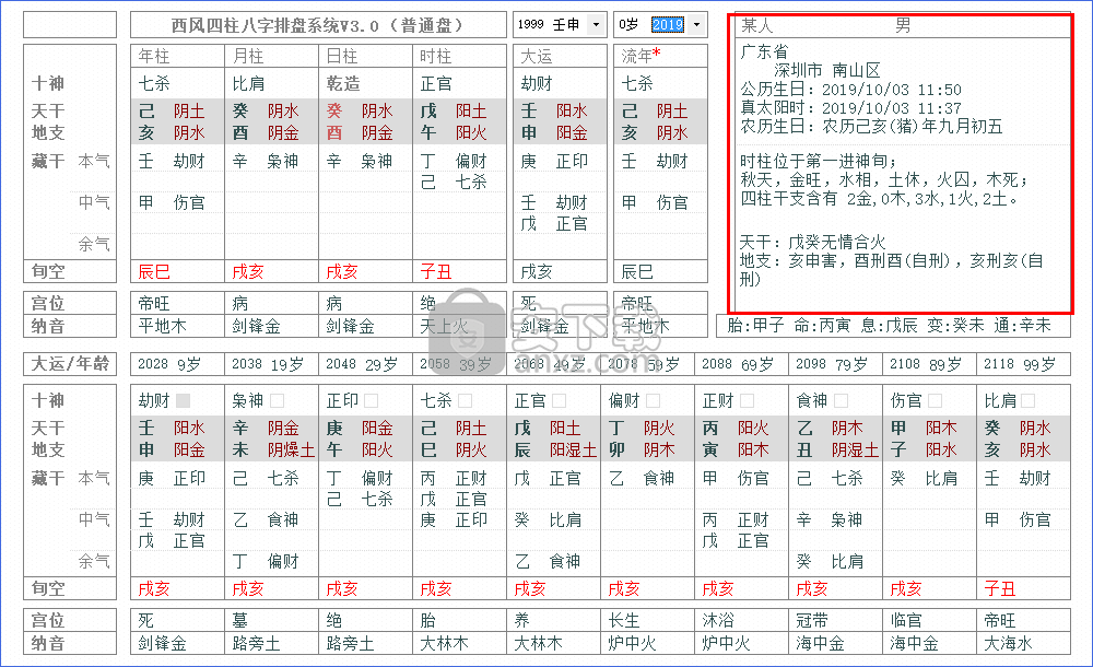 西风四柱八字排盘系统