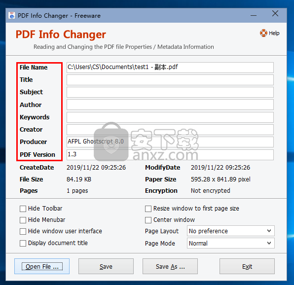 Adept PDF Info Changer(PDF信息修改工具)