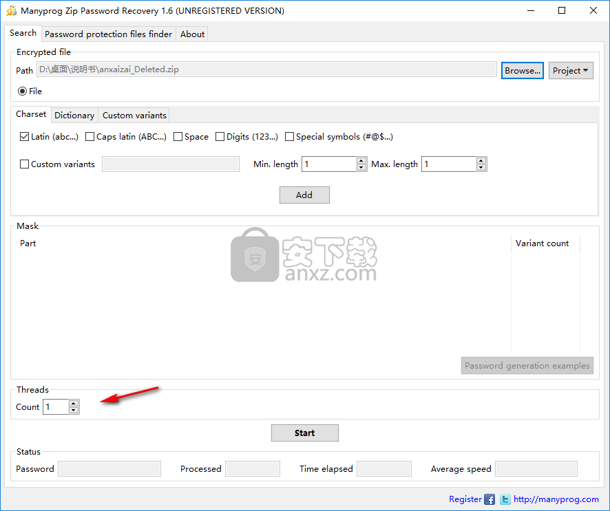 Manyprog Zip Password recover(zip密码恢复软件)