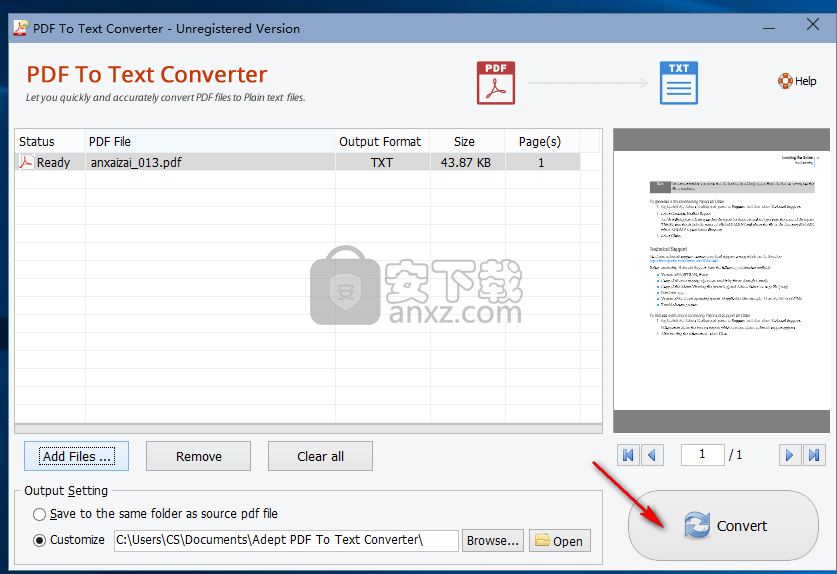 Adept PDF to Text Converter(PDF转Text工具)