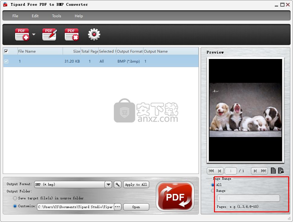 Tipard Free PDF to BMP Converter(PDF转BMP工具)