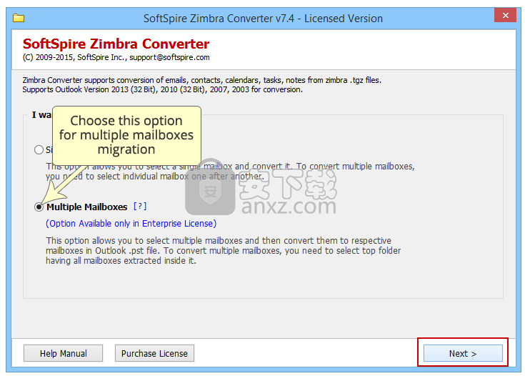 SoftSpire Zimbra Converter(Zimbra转换器)