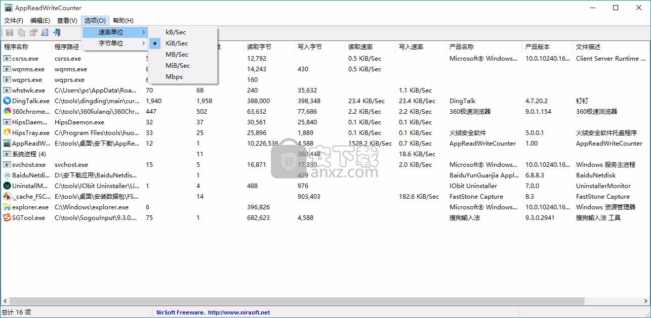 硬盘读写监控工具(AppReadWriteCounter)