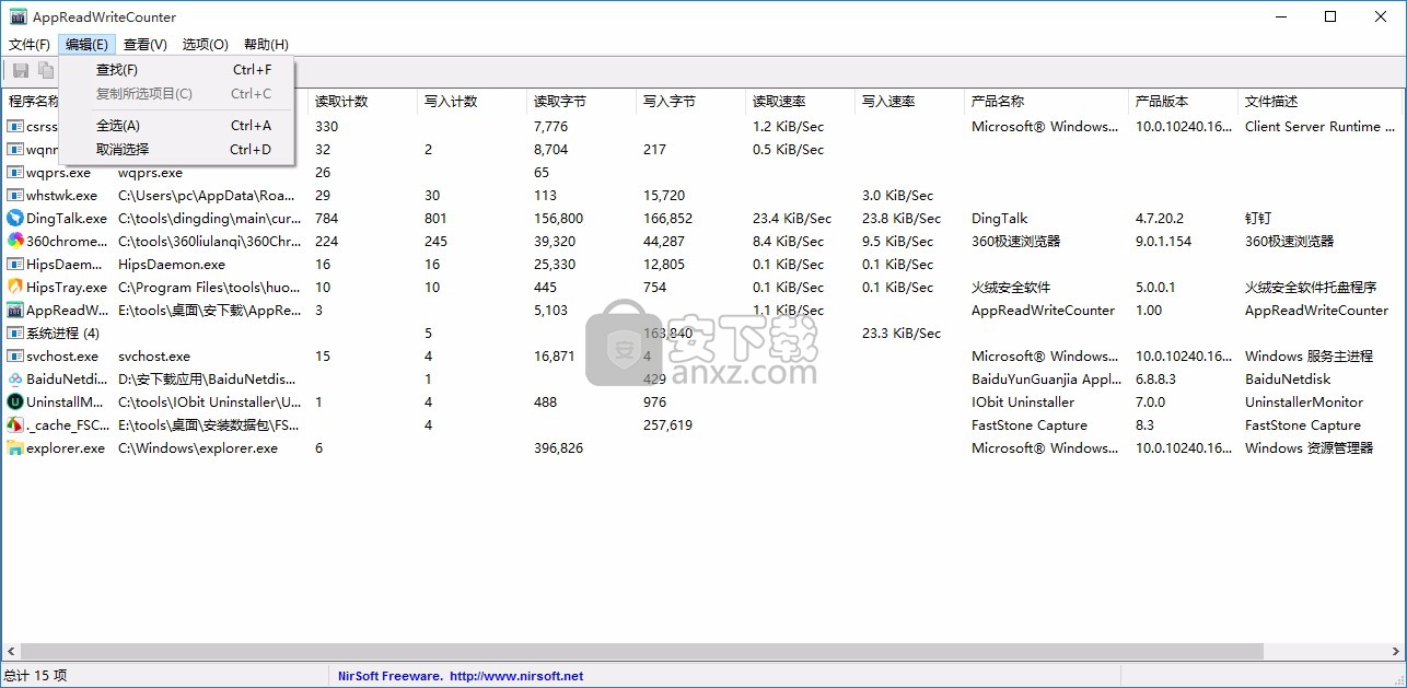 硬盘读写监控工具(AppReadWriteCounter)