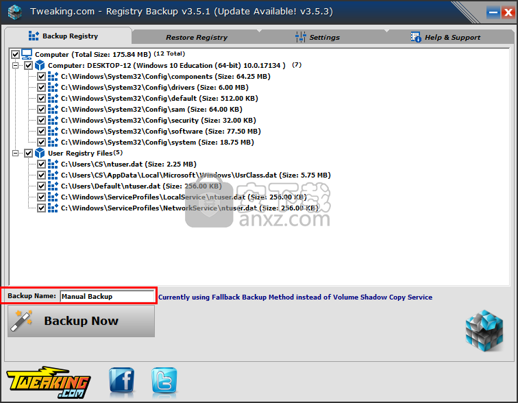 Registry Backup(注册表备份还原工具)