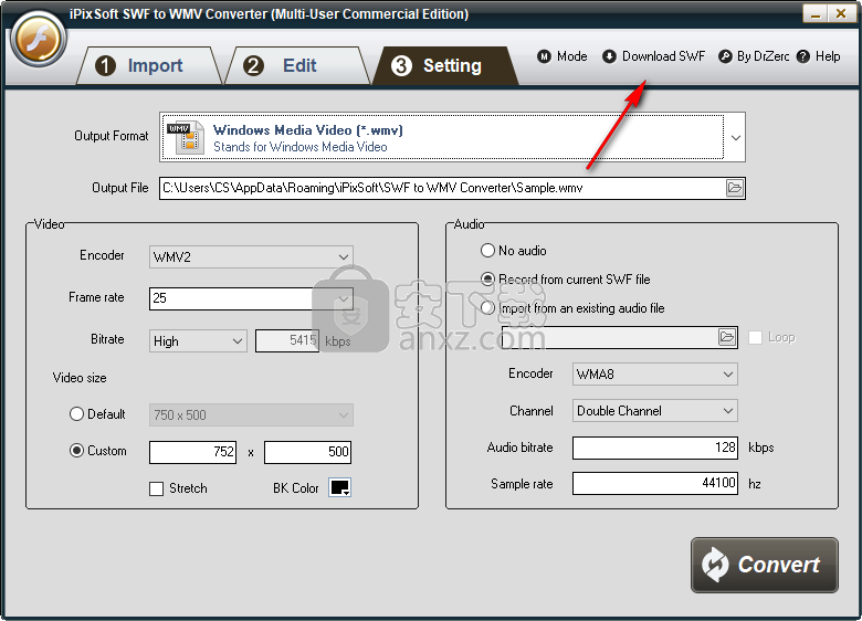 iPixSoft SWF to WMV Converter(SWF转WMV格式工具) 