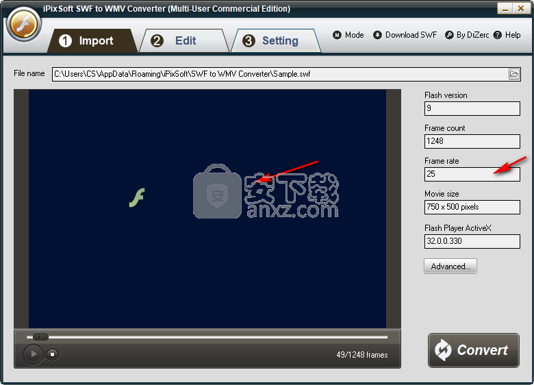 iPixSoft SWF to WMV Converter(SWF转WMV格式工具) 