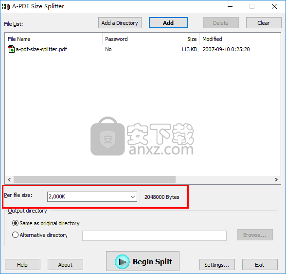 A-PDF Size Splitter(PDF拆分工具)