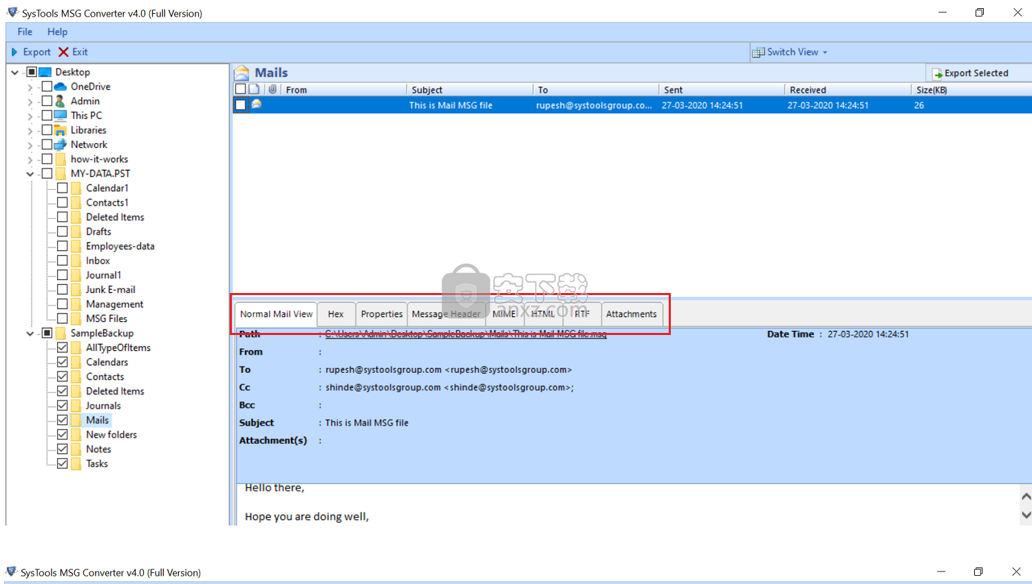 SysTools MSG to EML Converter(MSG转EML工具)