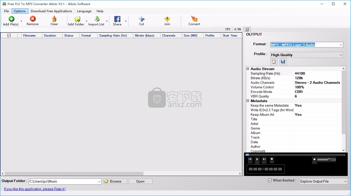 Free FLV to MP3 Converter(FLV转MP3文件工具)