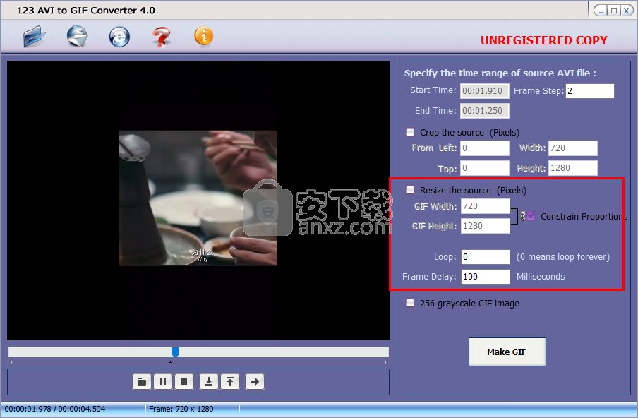 123 AVI to GIF Converter(视频转GIF工具