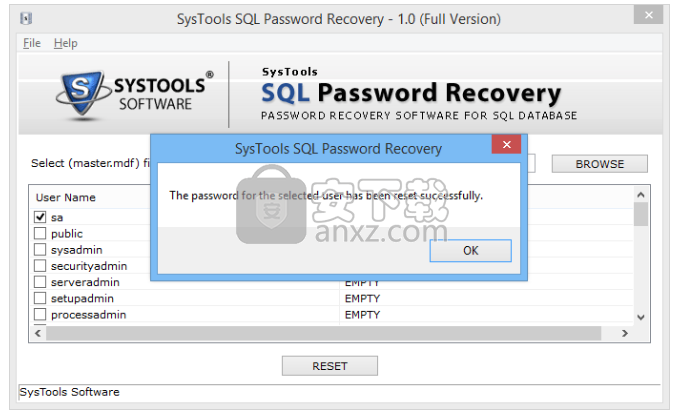 SysTools SQL Password Recovery(SQL密码恢复工具)