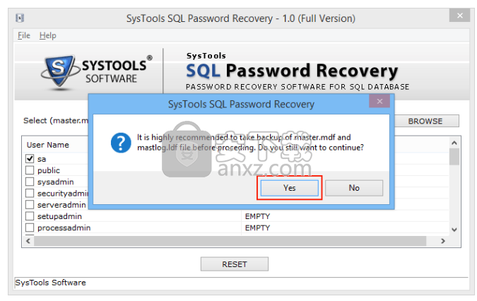 SysTools SQL Password Recovery(SQL密码恢复工具)