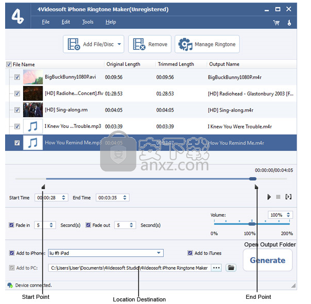 4Videosoft iPhone Ringtone Maker(iPhone铃声制作工具)