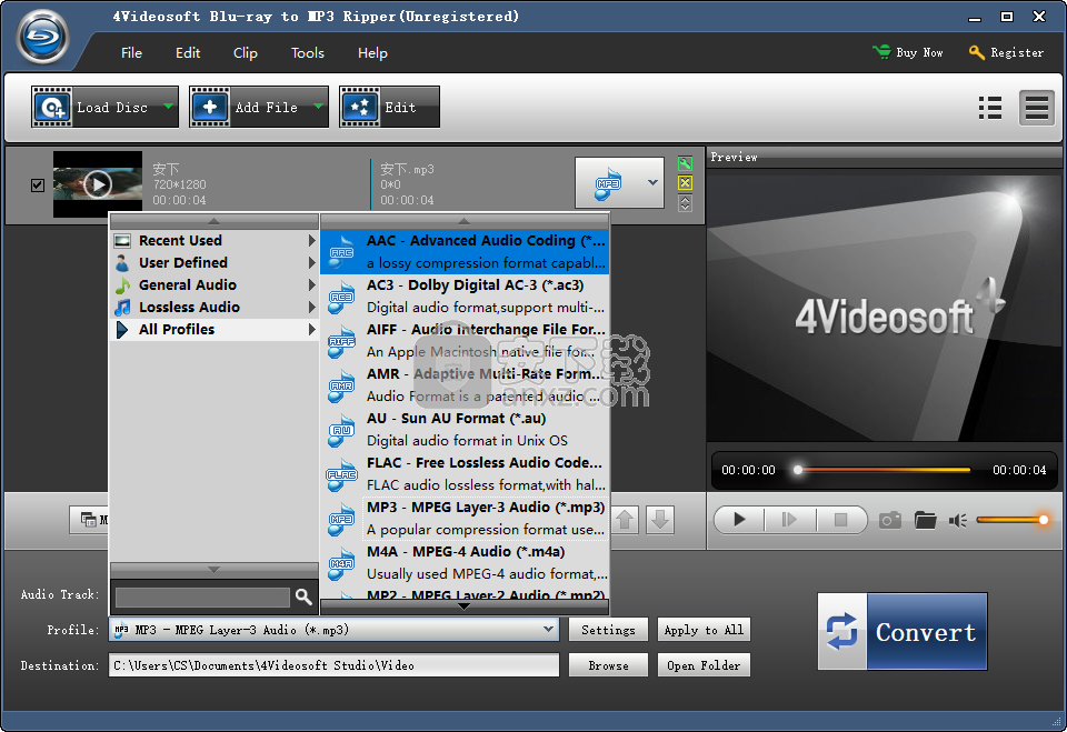 4Videosoft Blu-ray to MP3 Ripper(蓝光转mp3软件)