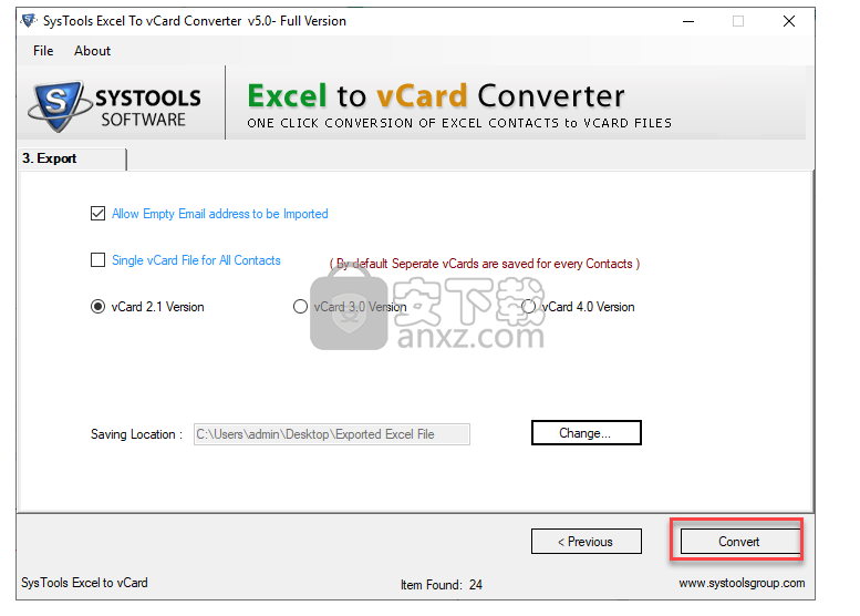 SysTools Excel to vCard Converter(Excel转vCard转换器)