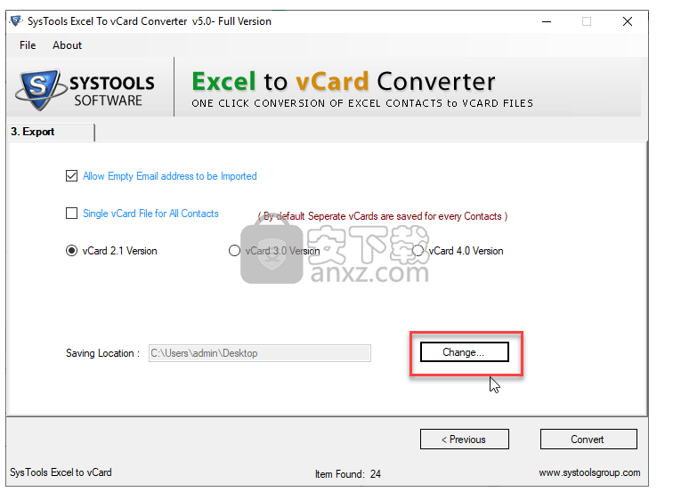 SysTools Excel to vCard Converter(Excel转vCard转换器)