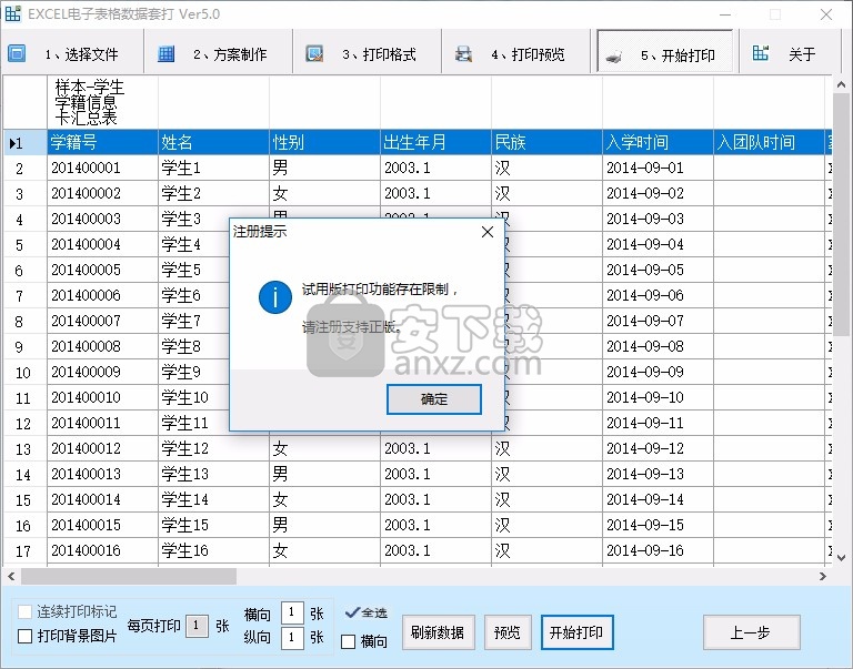 EXCEL电子表格数据套打