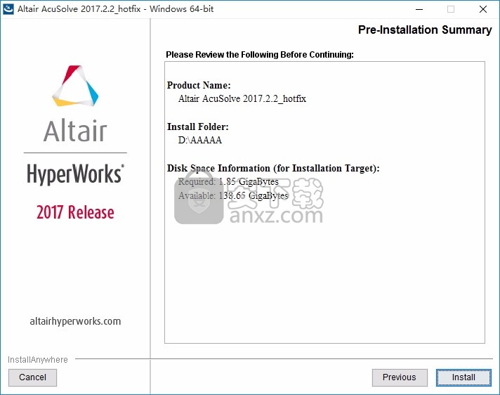 Altair HW AcuSolve 2017补丁