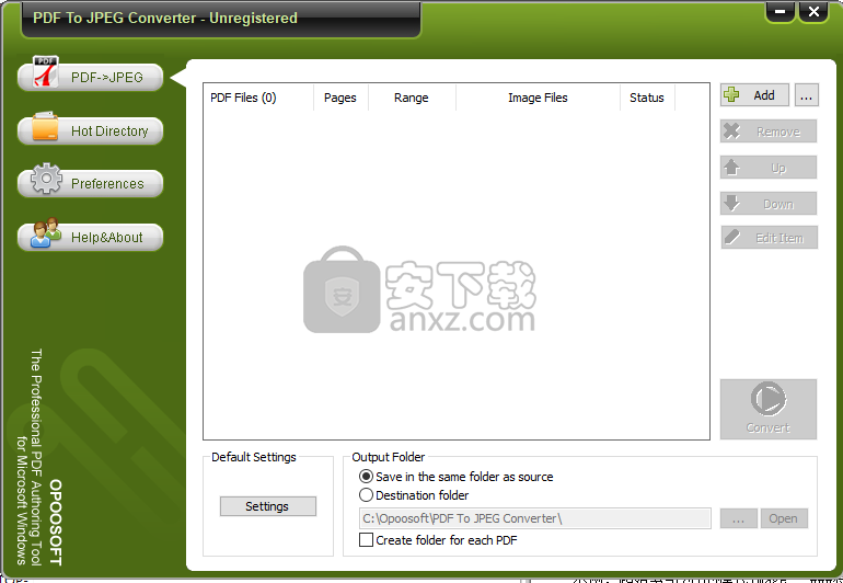 OpooSoft PDF To JPEG Converter(PDF转JPEG转换器)
