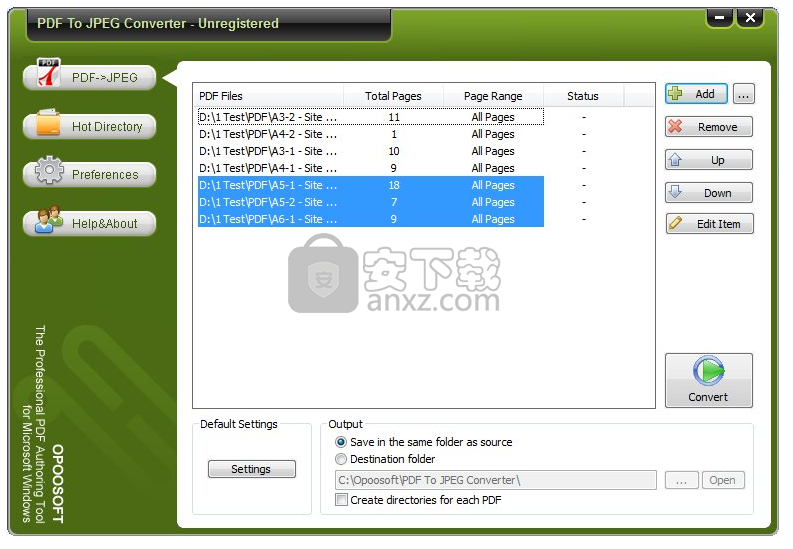 OpooSoft PDF To JPEG Converter(PDF转JPEG转换器)