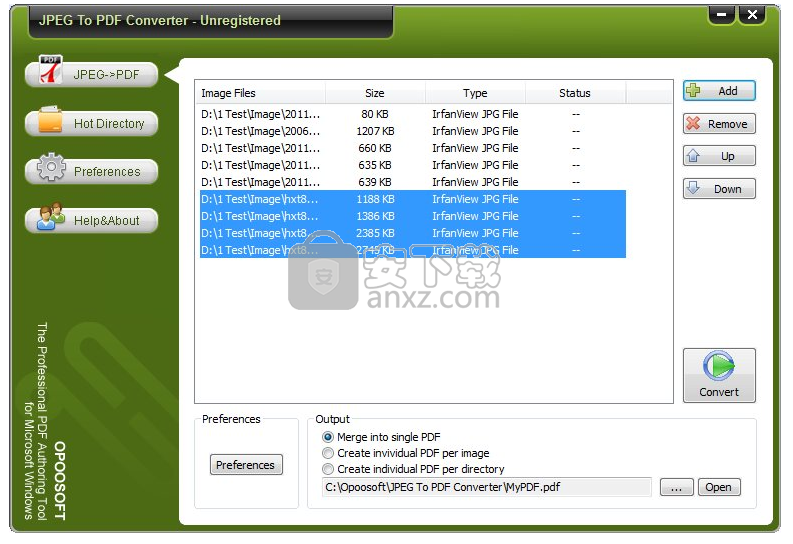 OpooSoft JPEG To PDF Converter(JPEG转PDF转换器)