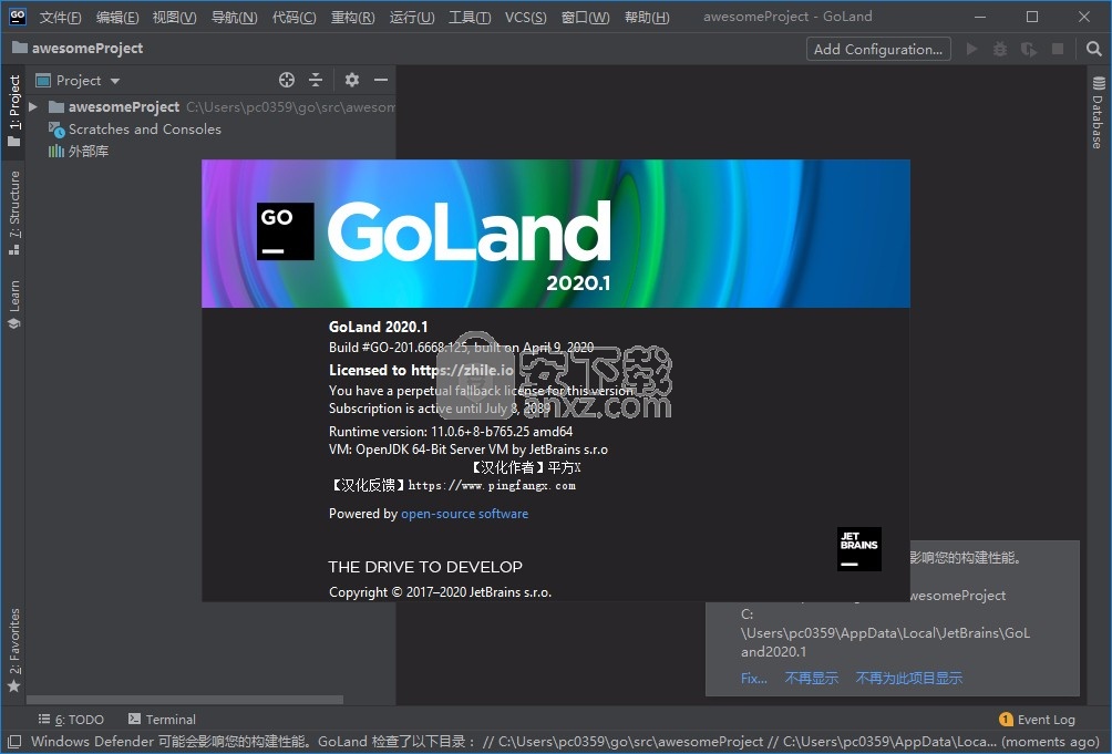 jetbrains goland 2020.1中文