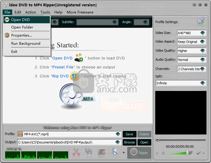 idoo DVD to MP4 Ripper(dvd转mp4格式转换器)