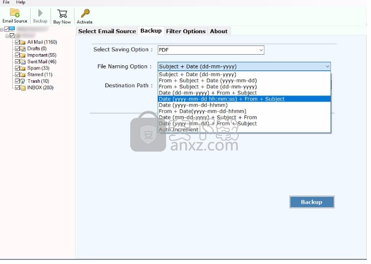 Rackspace Backup Wizard(Rackspace电子邮件备份)