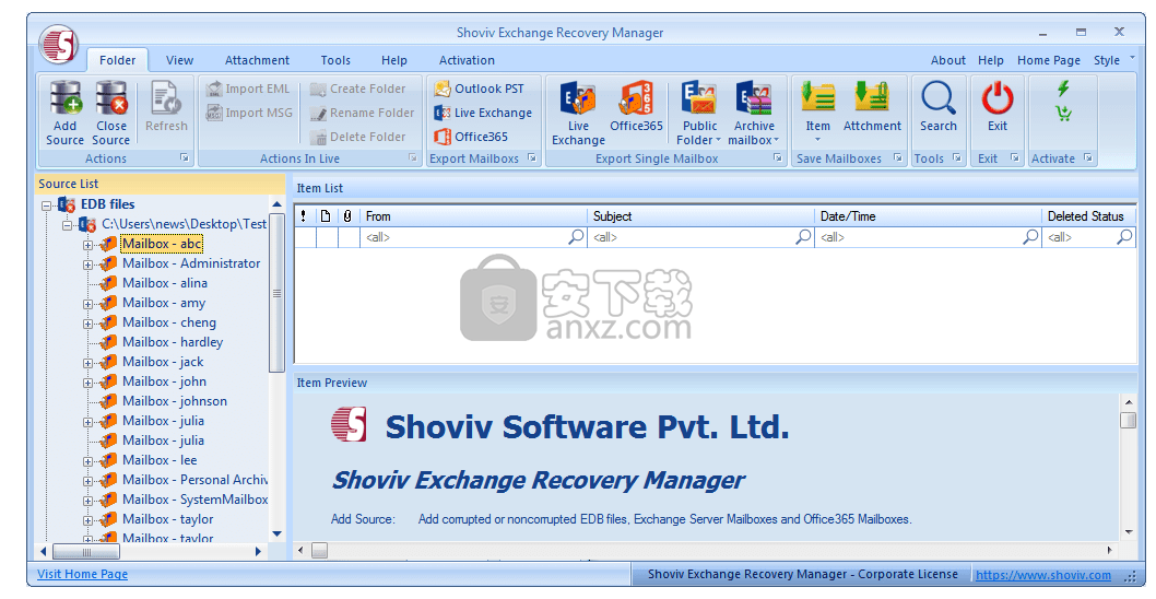 Shoviv Exchange Recovery Manager(Exchang恢复软件)