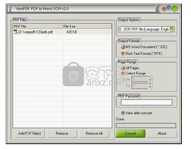 VeryPDF PDF to Word OCR Converter(PDF转Word转换器)