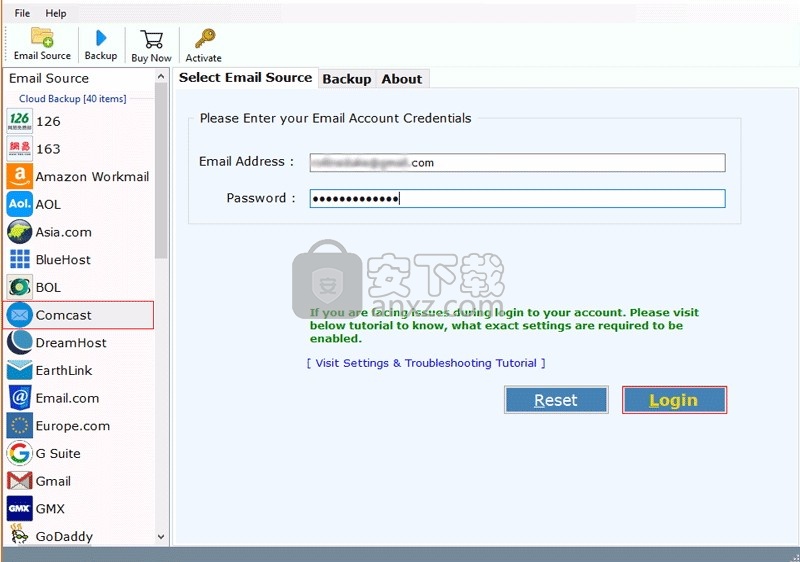 Comcast Backup Wizard(Comcast文件备份工具)
