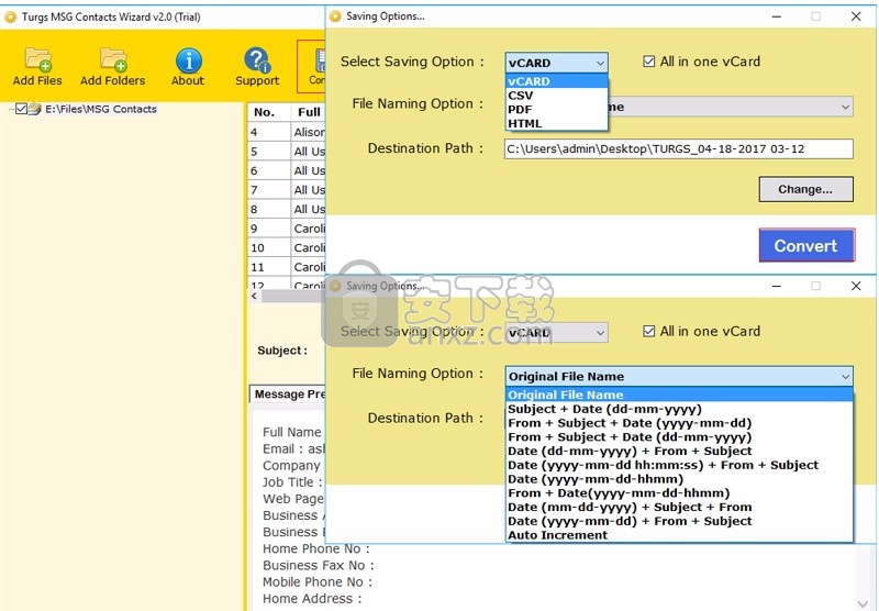 MSG to vCard Wizard(MSG转vCard工具)