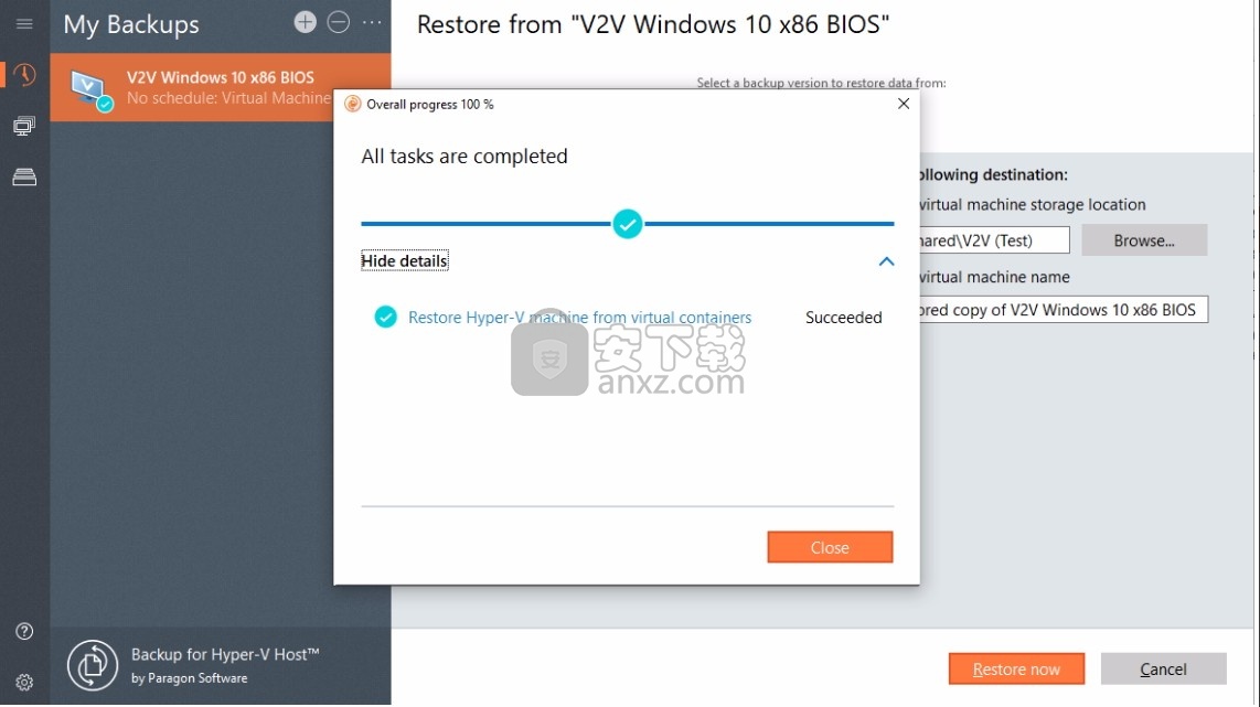 Backup for Hyper-V Host(Hyper-V数据备份与恢复工具)