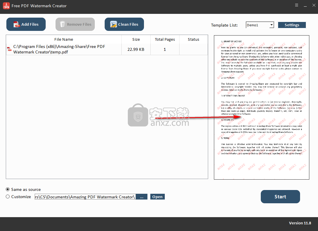 Free PDF Watermark Creator(PDF加水印软件)