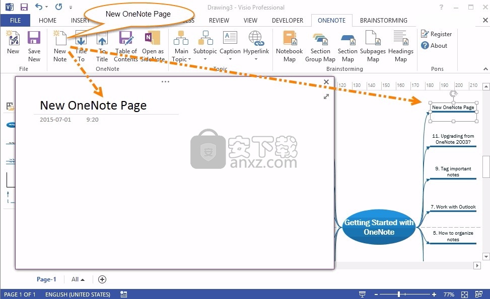 Pons for Visio and OneNote(脑图设计与项目创建)