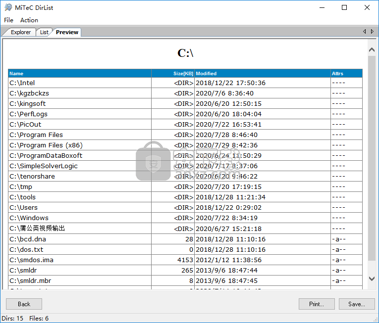 MiTeC DirList(目录列表打印工具)