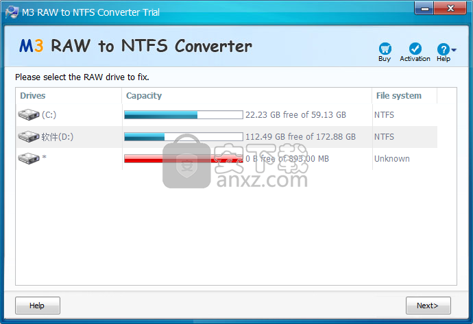 M3 RAW To NTFS Converter(硬盘驱动器修复工具)