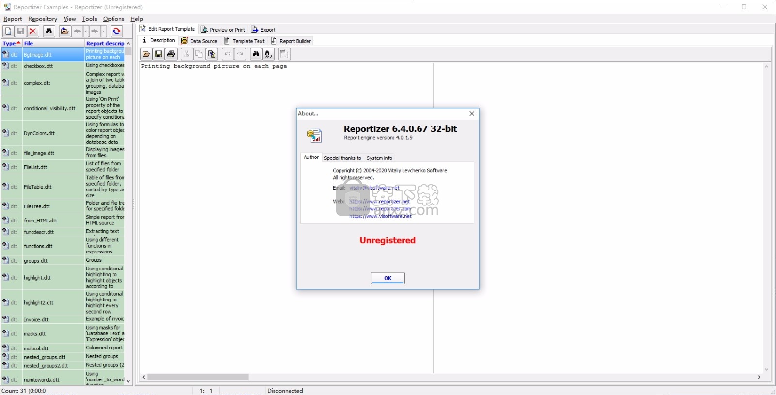 Reportizer Examples(数据库报告工具)