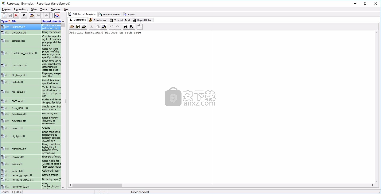 Reportizer Examples(数据库报告工具)