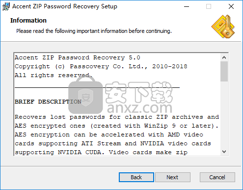 Accent ZIP Password Recovery(zip密码恢复工具)